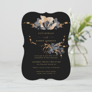 Convite Exclusivo Para Casamento Floral Dourado E