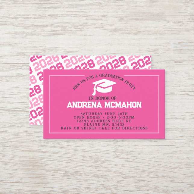 Convite Exclusivo para Mini Graduação de Graduação (Hot Pink and White Mini Graduation Invites for Friends, Team Mates or as Inserts!)