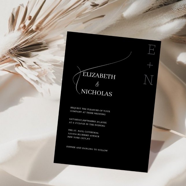 convite exclusivo para modelo de casamento preto e (Criador carregado)