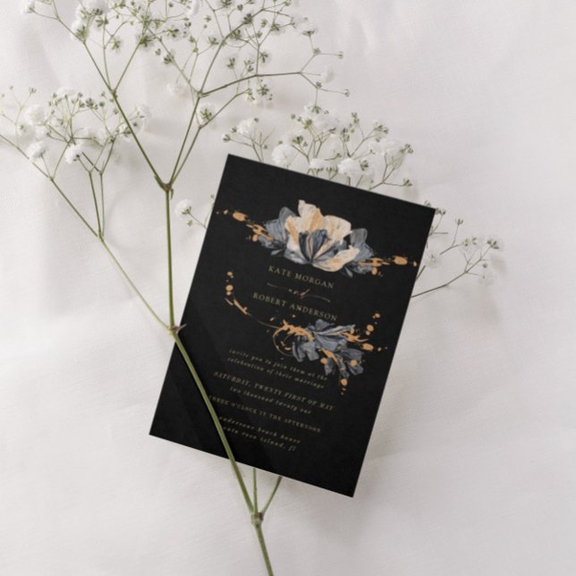 convite exclusivo para o casamento floral negro de (Criador carregado)