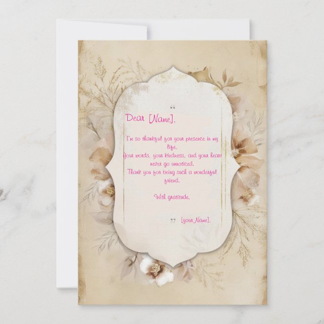 Convite exemplo de mensagem de gratidão (Frente)