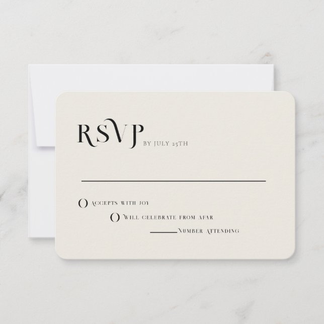 Convite Exemplo de RSVP de Casamento Minimalista (Frente)