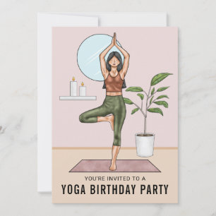 Convite Exercício da Pose da Árvore Mulher Festa de Aniver