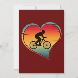 Convite exercício de ciclismo ao pôr do sol no coração