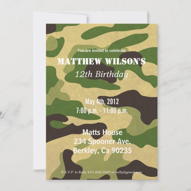 Convite Exército Camoflauge (Frente)
