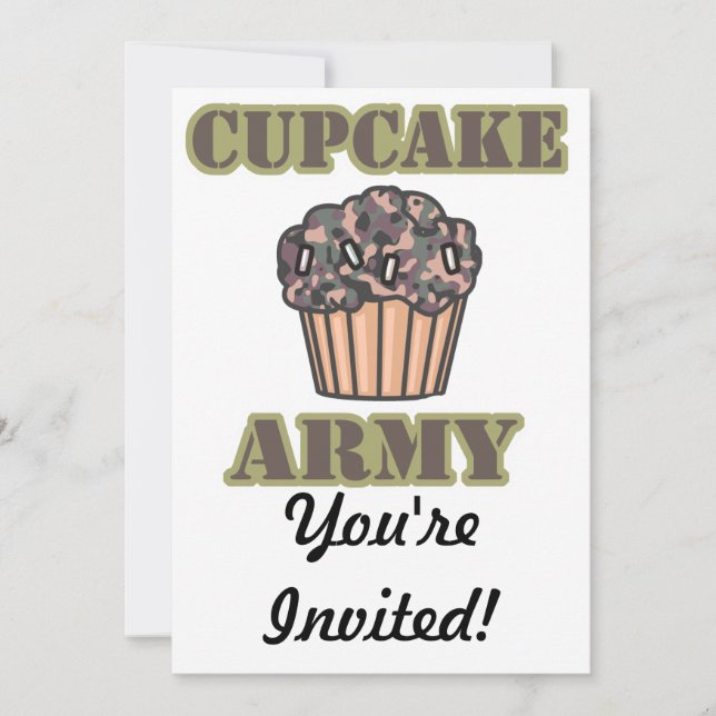 Convite Exército de Cupcake (Frente)