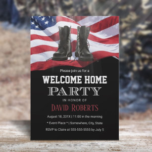 Convite Exército EUA Flag Solider Bem-vindo Partido Domést