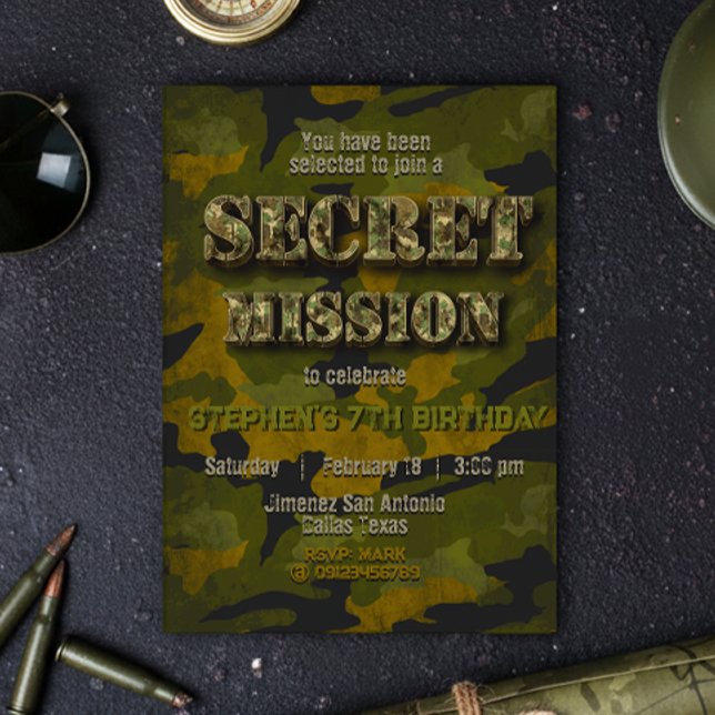 Convite Exército - Militar - Soldado - Garoto Aniversário (Army - Military - Soldier - Boy Birthday Invitation)