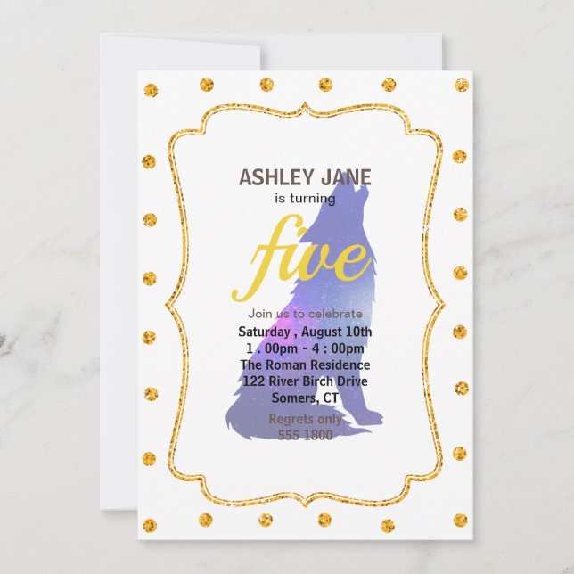 Convite Exibição de Lobo Espacial - Escolher cor de fundo (Frente)