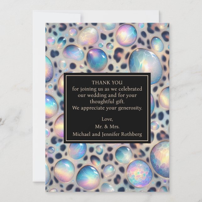 Convite Exotic Posh Wedding Pre-Filled Thank You Cards (Frente)