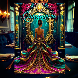 Convite Exótica Quinceanera Aniversário de 15 Anos Turques