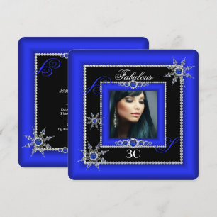 Convite Exótico Fabuloso Real Azul Prateado Floco de Neve 