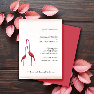Convite Exótico Flamingo Rosa Dourado