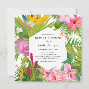 Convite Exótico Floral Tropical   Chuveiro Nupcial de Jard