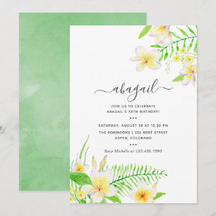 Convite Exótico Frangipani Floral Aquarela Aniversário