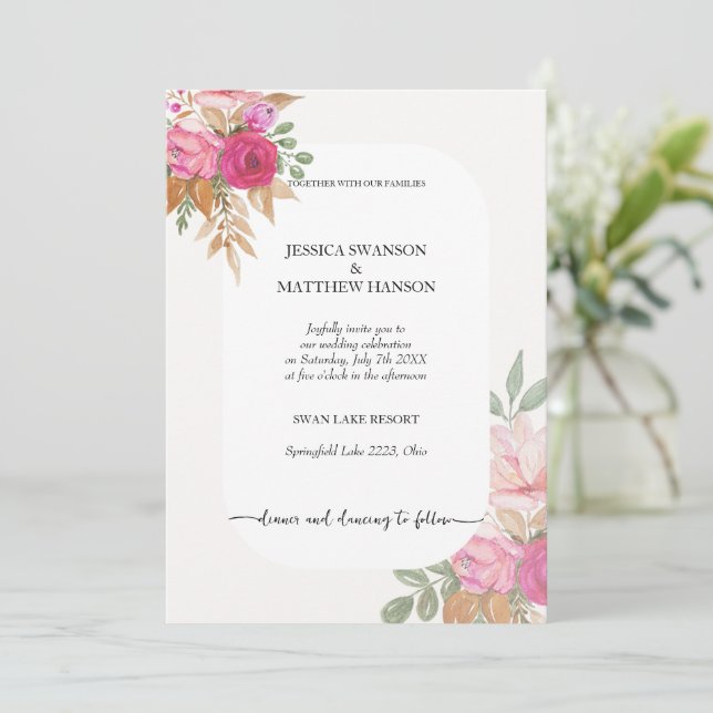 Convite Exótico Jardim Floral Boho de Primavera Verão (Em pé/Frente)