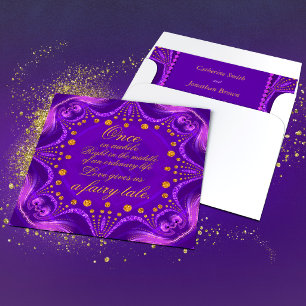 Convite Exótico Tribal Mandala Dourado Roxo Evento Românti