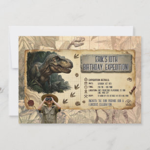 Convite Expedição de Dinossauro T Rex Aniversário Aventura
