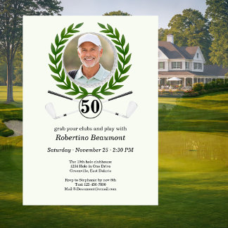 Convite Experiência de jogador com tema de golfe elegante