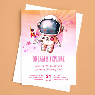 Convite Explore Espaço Sideral Fofo Aniversário de 4 anos