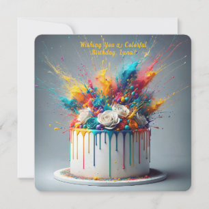 Convite Explosão de alegria - Bolo de aniversário feliz