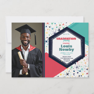 Convite 🎓Explosão de Confetes Foto Única