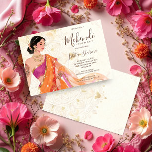 Convite Exquisita Noiva Vibrante Mehndi Magenta TLW26