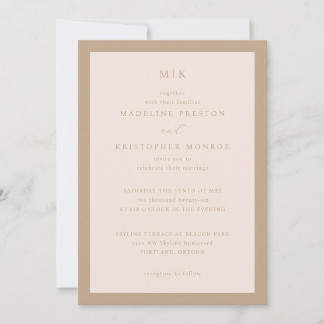 Convite Exquisite Beige Calligraphy Invitation (Frente)