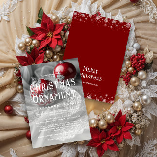 Convite Exquisite Grey Shades & Red Christmas Ornament 