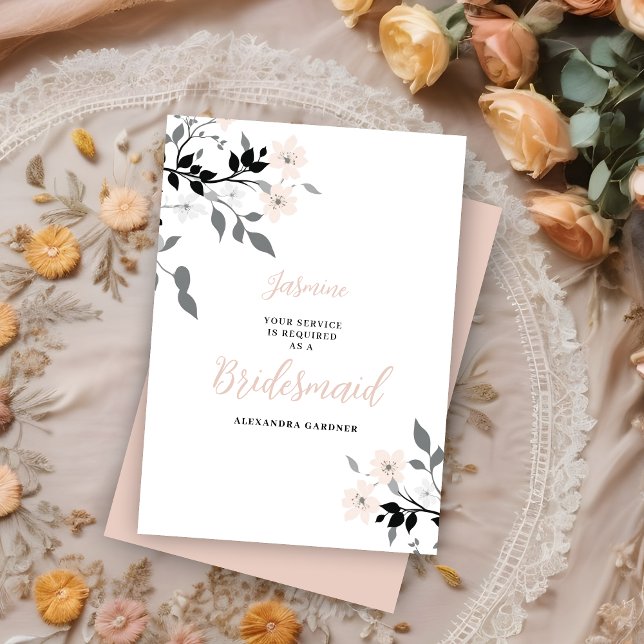 Convite Exquisite Sophisticated Gentleman Groosman Wedding (Exquisite Sophisticated Floral Bunch Wedding Bridesmaid Proposal Card. )