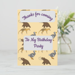 Convite Extinct Animals Thank you Card
