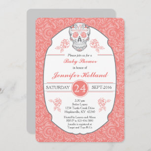 Convite extravagante do chá de fraldas do crânio