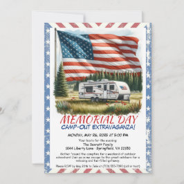 Convite Extravaganza para Camp-Out do Dia Memorial