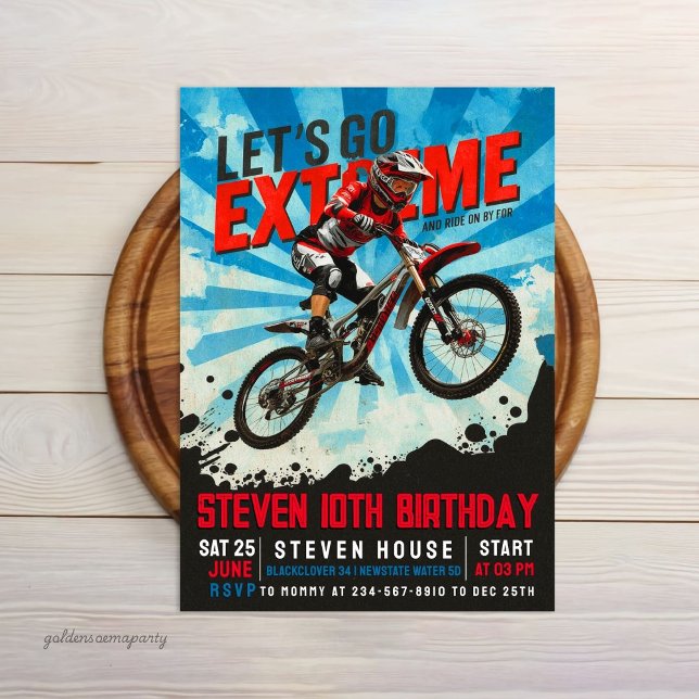 Convite Extreme BMX Bike Birthday - Dirt Bike (Extreme BMX Bike Birthday - Dirt Bike Invitation
)