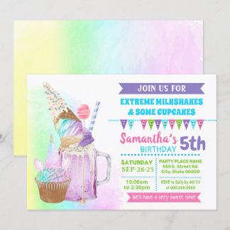 Convite Extreme milshakes sorvete bash unicorn