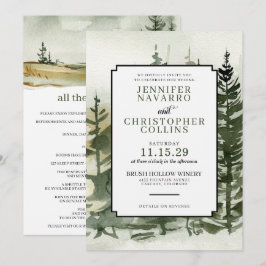 Convite Extremidade de Aquarela com Casamento de Detalhes