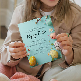 Convite Extremidade simples Felz pascoa floral e de ovos