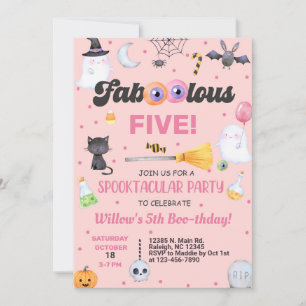 Convite Fa-boo-lous Aniversário de Halloween convidam QUAL