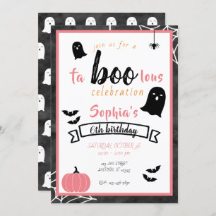 Convite Fa"boo"lous Girls Birthday Ghost Halloween