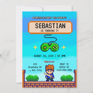 Convite Fã de Arcade Retro Jogo de Vídeo Legal Jogos de Ví