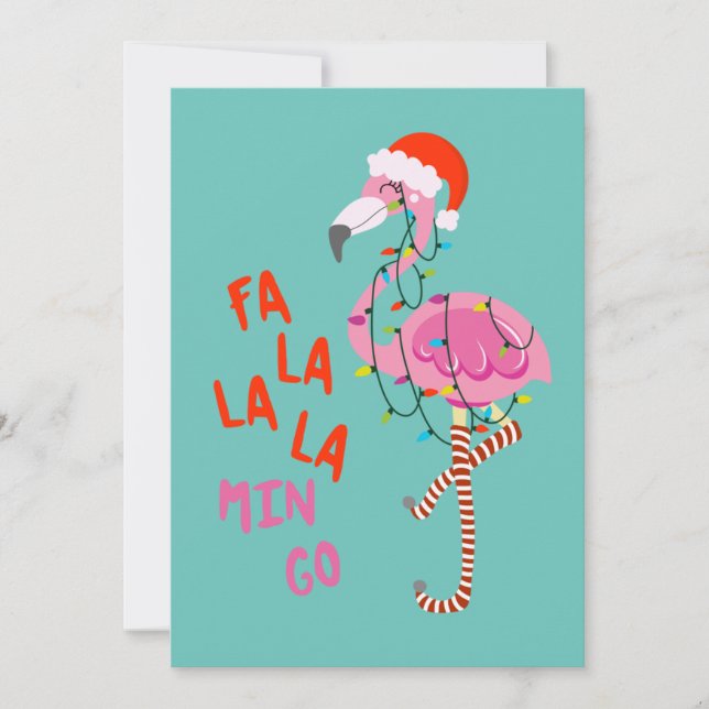 Convite Fa La La mingo Flamingo Para O Natal (Frente)