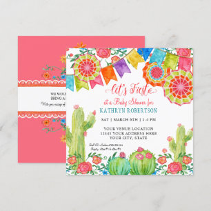 Convite Fã quadrado do papel da menina do chá de fraldas