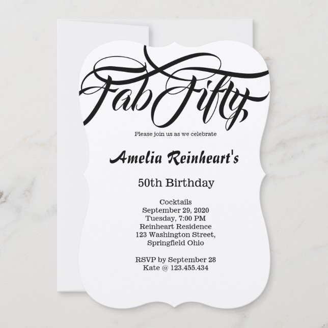 Convite Fab 50 Festa de aniversário (Frente)