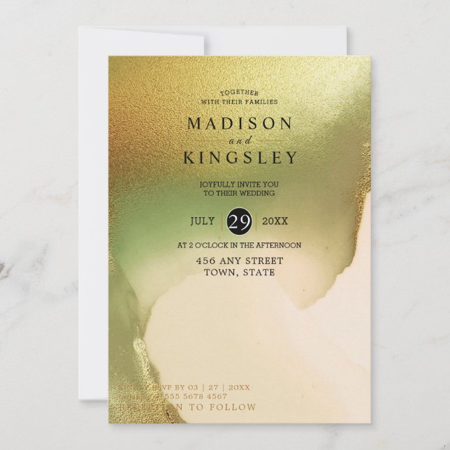 Convite Fab Chartreuse 💚 Abstrato Incrível Weddi Orçament (Frente)