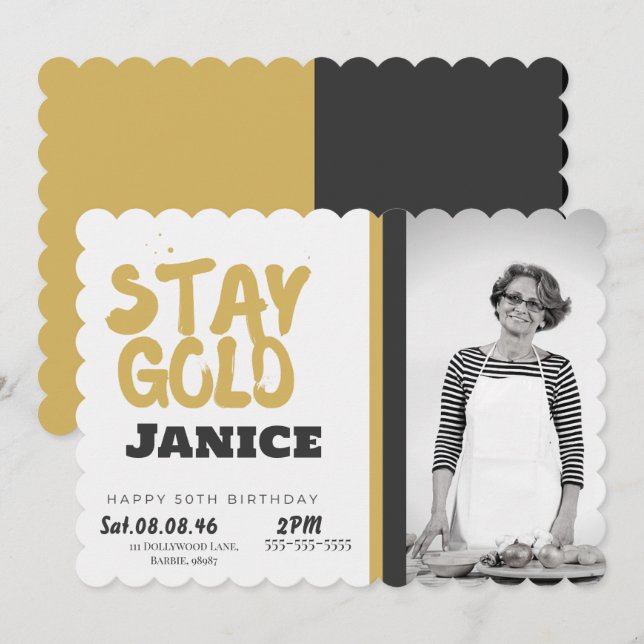 Convite Fabolous Gold Golden 50th Personalized (Frente/Verso)