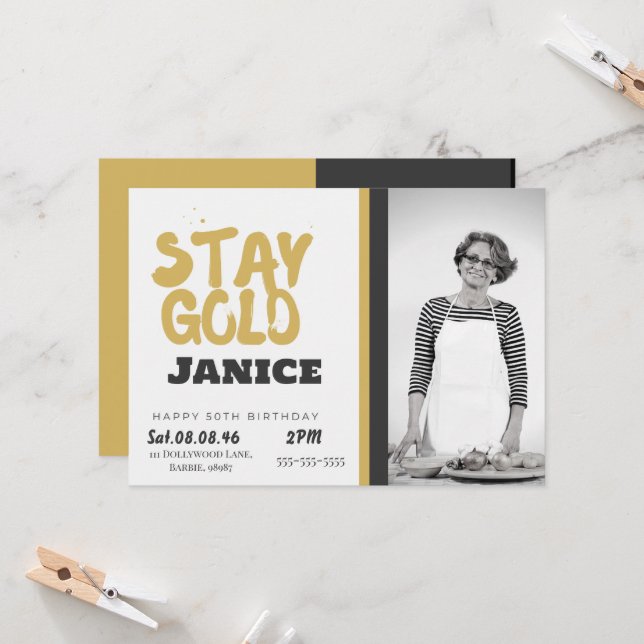 Convite Fabolous Gold Golden 50th Personalized (Frente/Verso In Situ)