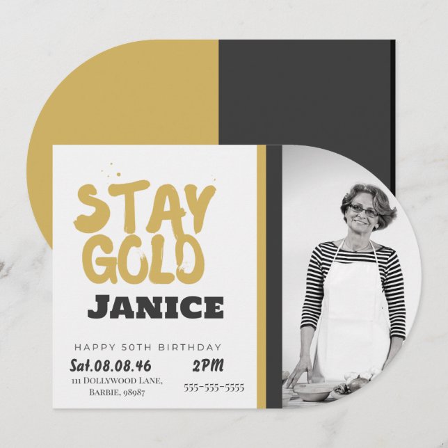 Convite Fabolous Gold Golden 50th Personalized (Frente/Verso)