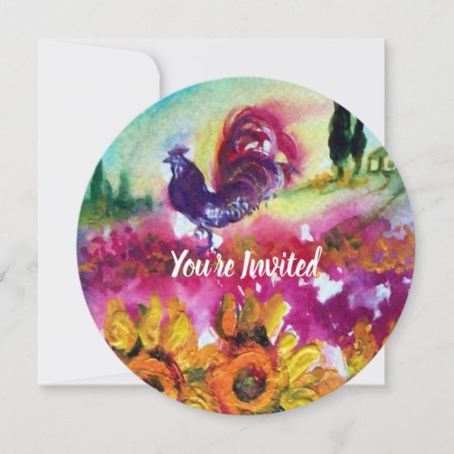 Convite FABRICANTES E Paisagem Rústica NEGRA ROOSTER (Frente)