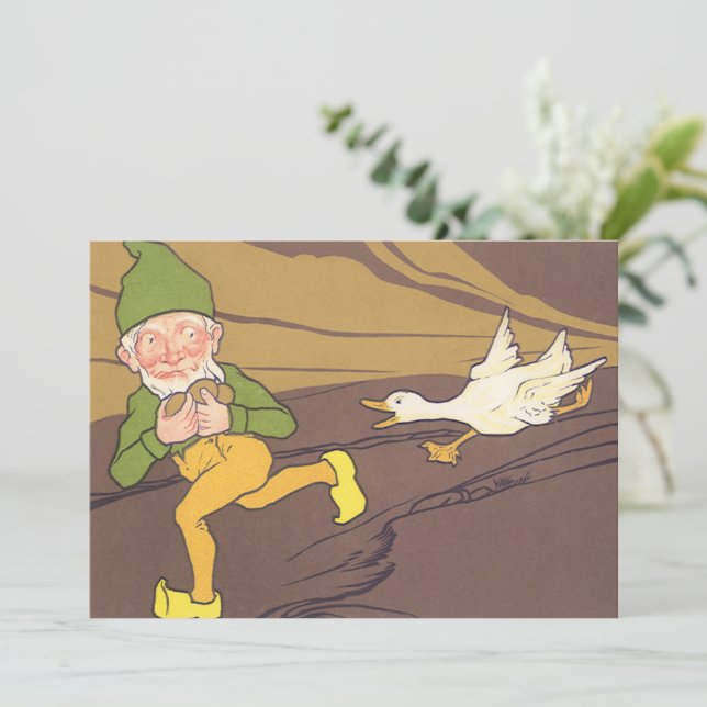 Convite Fábula Antiga da Gansa que Punha Ovos de Ouro de E (Em pé/Frente)