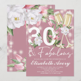 Convite Fabulosa aniversário de 30 anos Floral de luxo